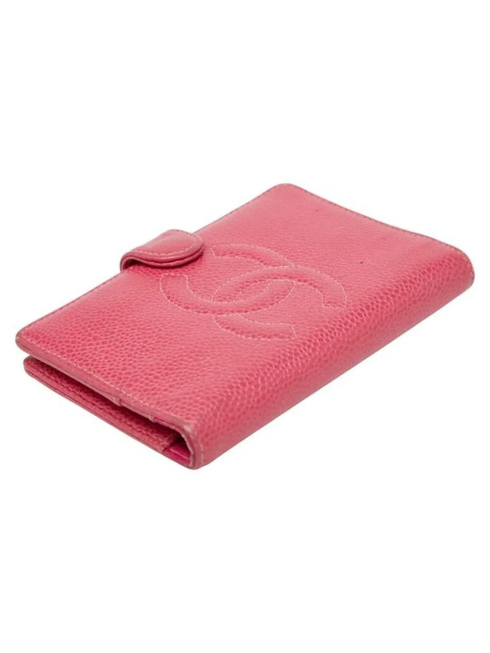 Chanel Coco Mark Notebook Cover 5 Hole Pink Caviar Leather